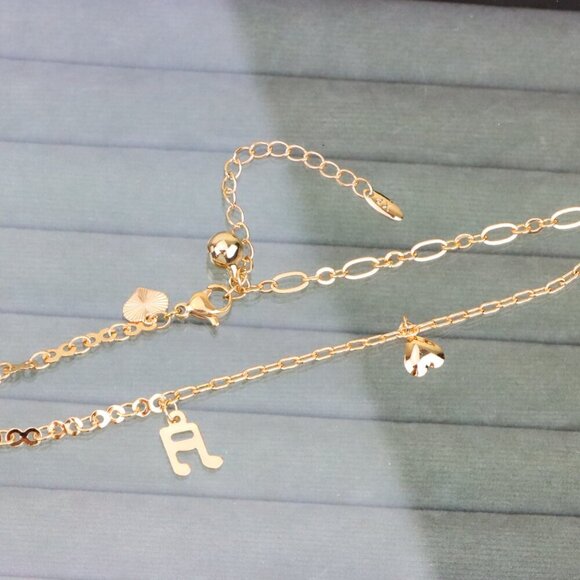 "Rose Gold Plated Anklet with Music Note & Charms, XPAL1181 - Picture 11 of 12